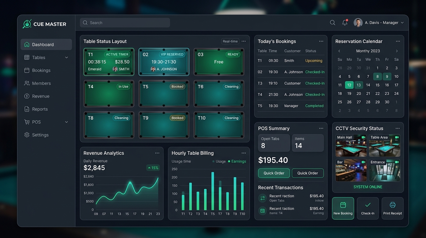 Billiards Club ERP & Operations Management Suite